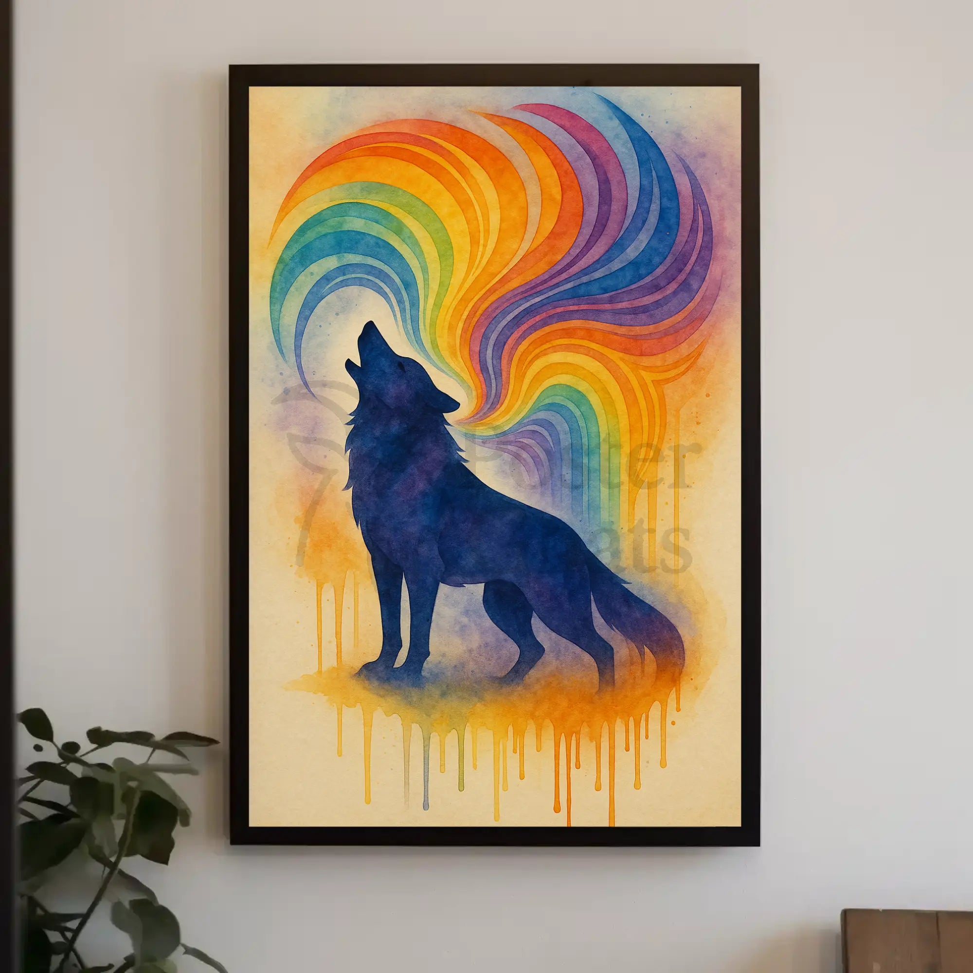 Wolf Howling Expression Abstract Artistic Poster PosterGoat