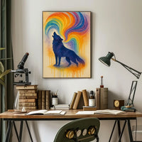 Wolf Howling Expression Abstract Artistic Poster PosterGoat