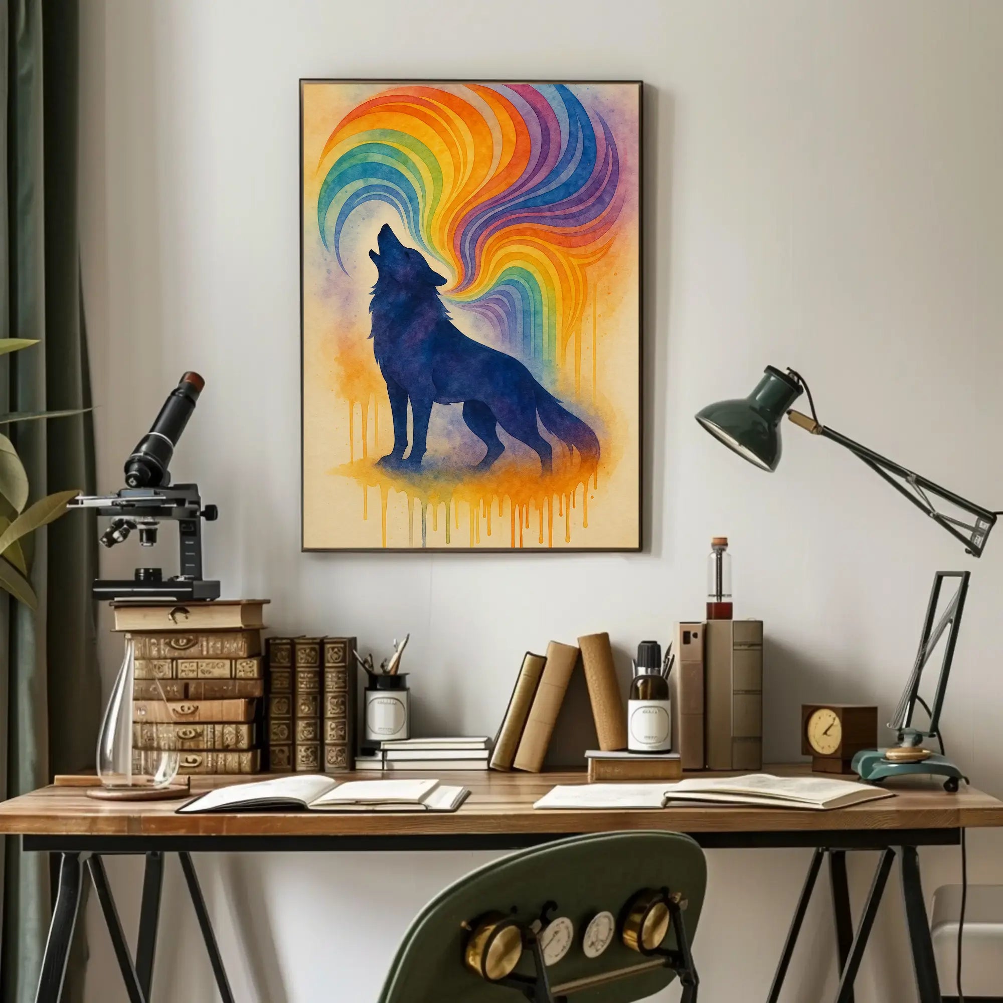 Wolf Howling Expression Abstract Artistic Poster PosterGoat