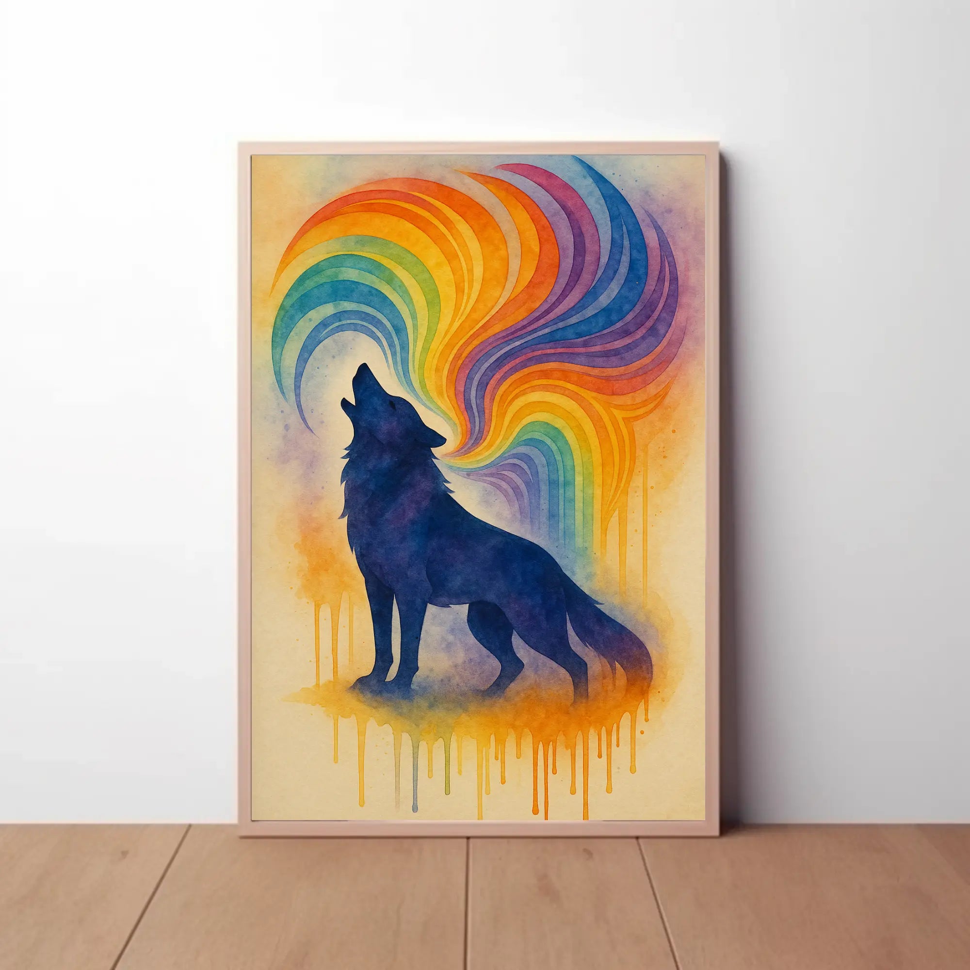 Wolf Howling Expression Abstract Artistic Poster PosterGoat