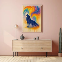 Wolf Howling Expression Abstract Artistic Poster PosterGoat