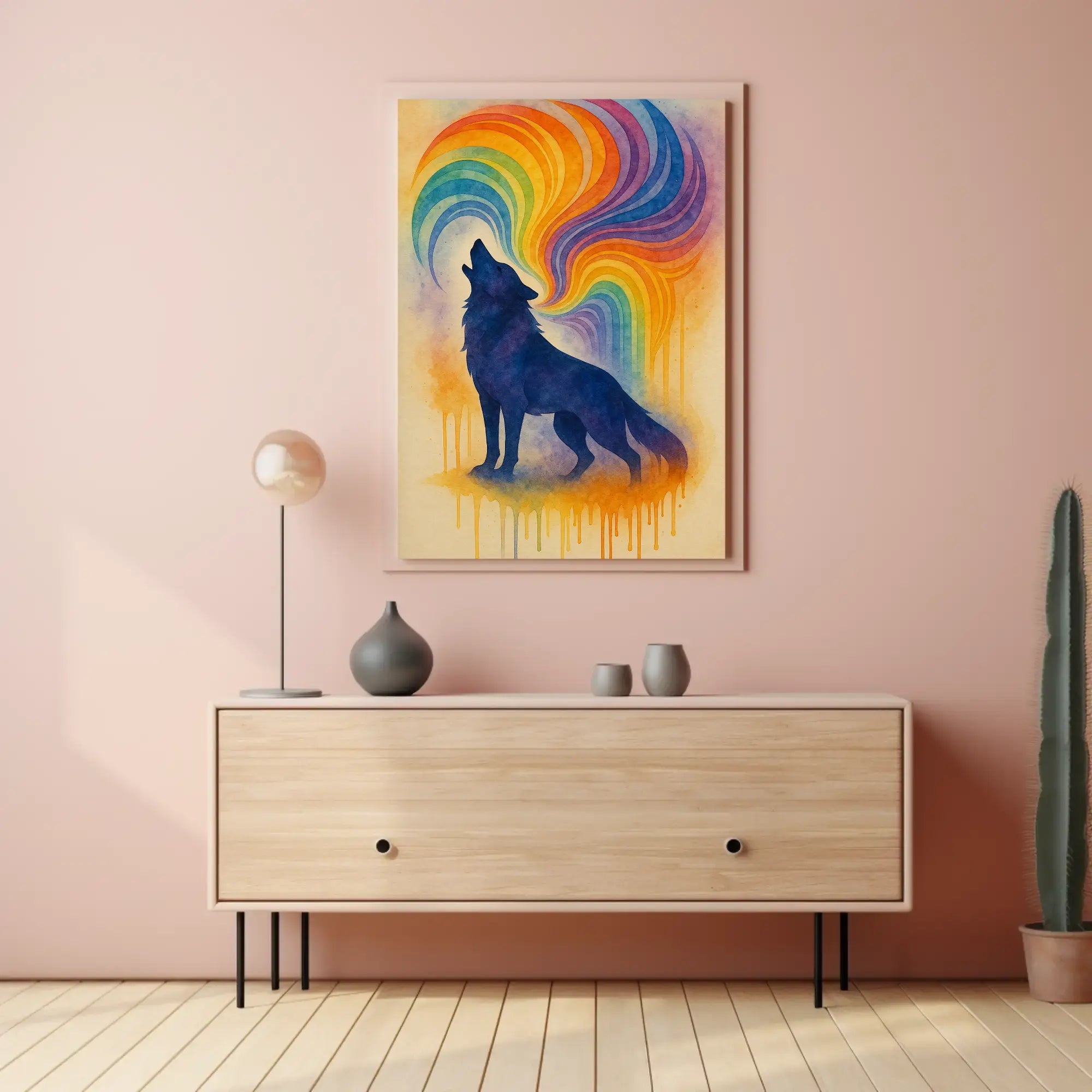 Wolf Howling Expression Abstract Artistic Poster PosterGoat