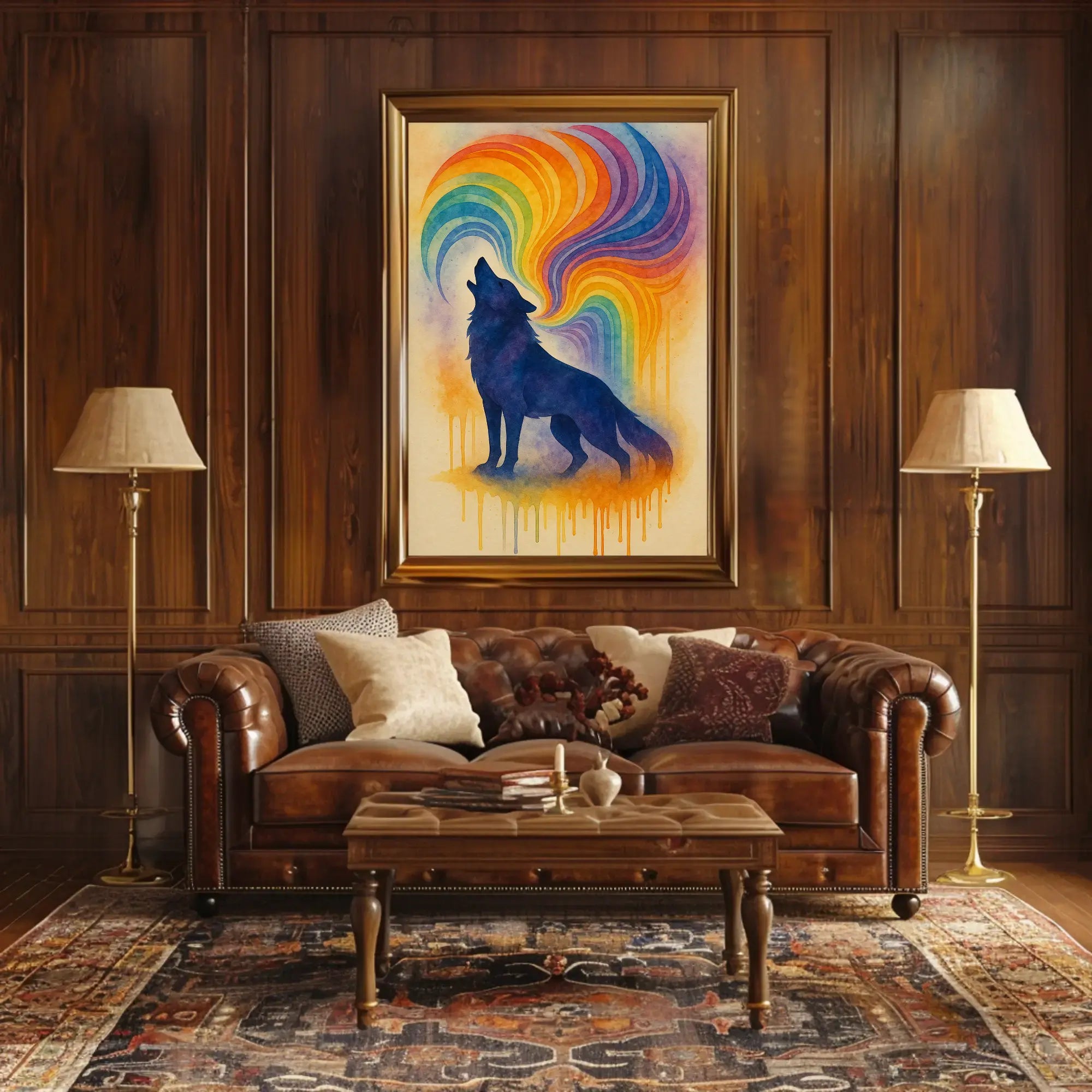 Wolf Howling Expression Abstract Artistic Poster PosterGoat