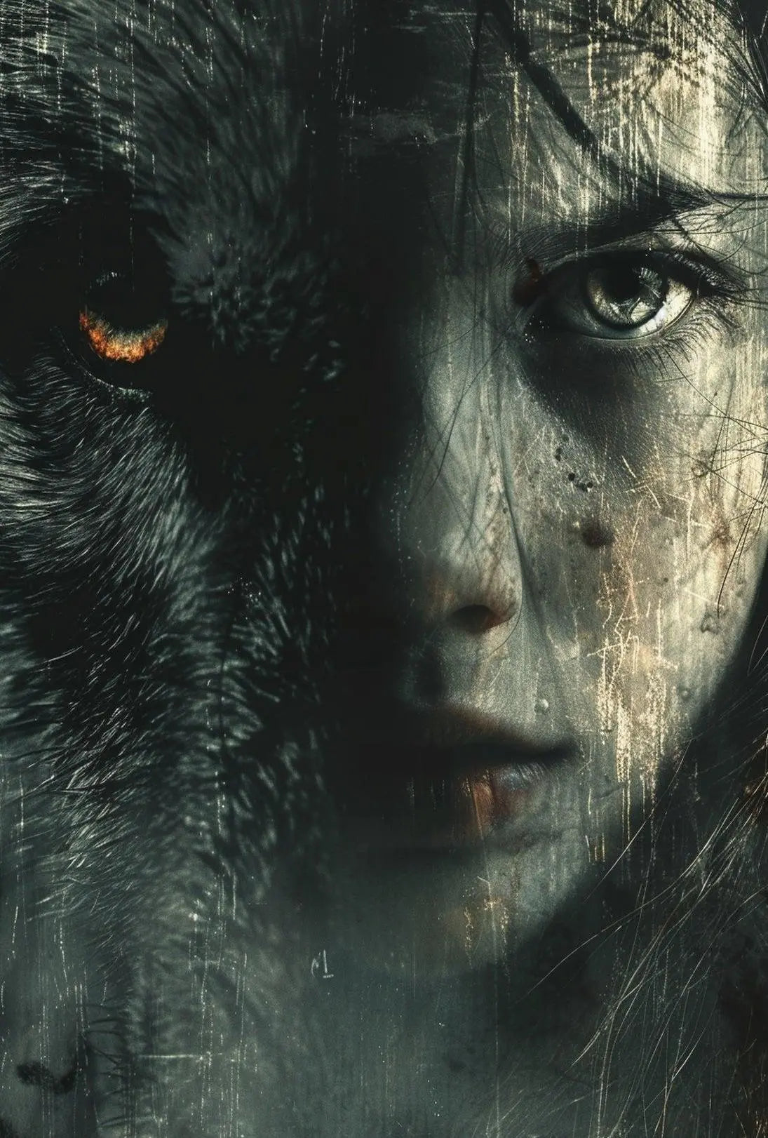 Wolf-Human Fusion Art: Abstract, Artistic, or Pop Culture Poster PosterGoat