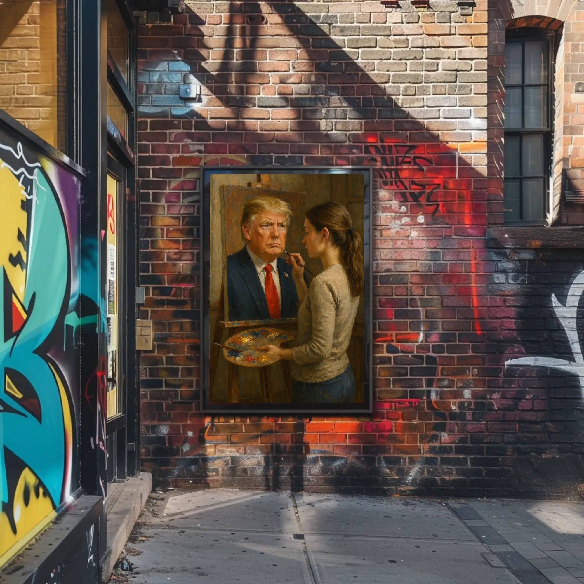 Woman Painting Portrait Realistic Artistic Pop Culture Poster Parody Donald Trump PosterGoat