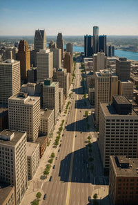 Woodward Ave M1 Detroit to Pontiac Aerial Shot Travel Poster PosterGoat
