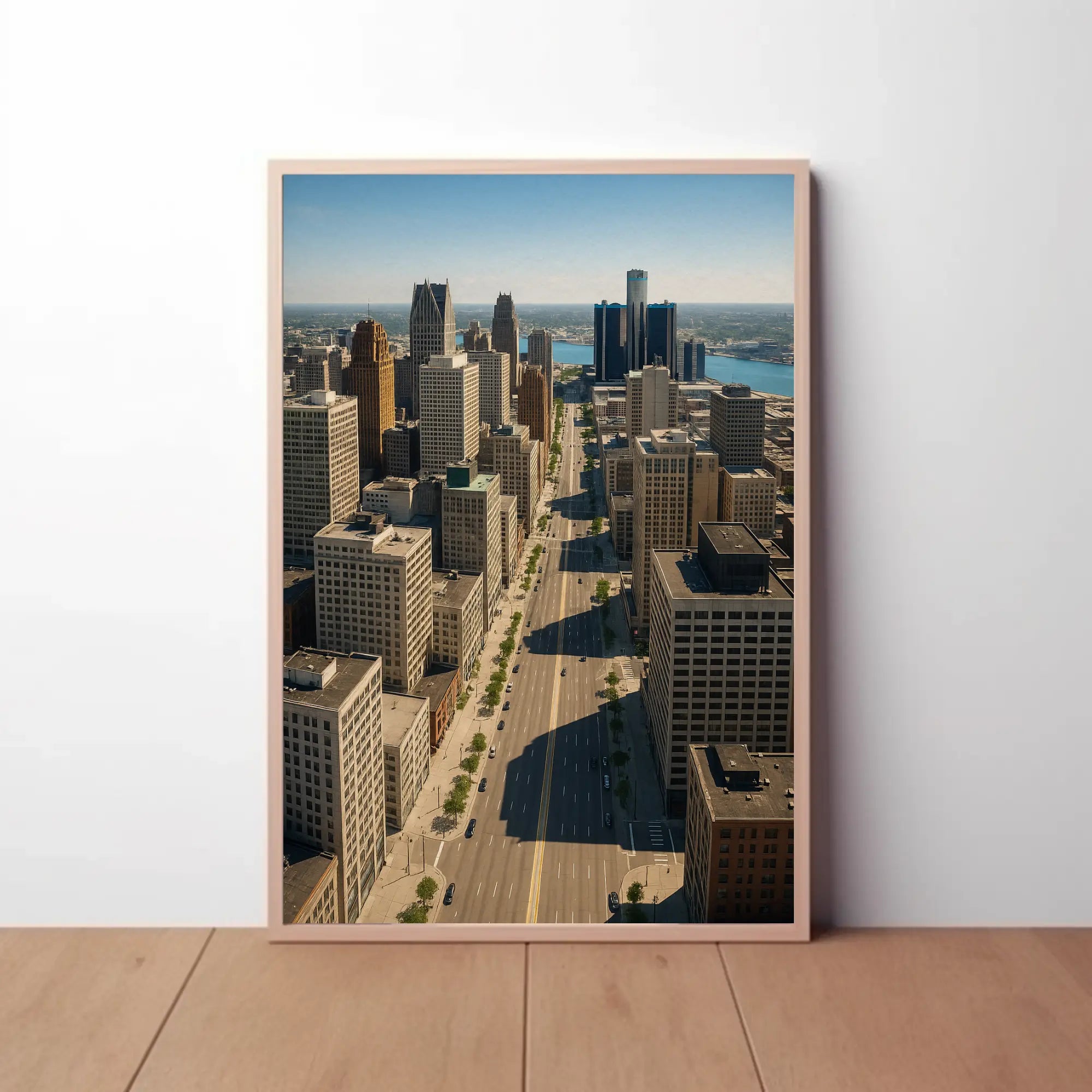 Woodward Ave M1 Detroit to Pontiac Aerial Shot Travel Poster PosterGoat