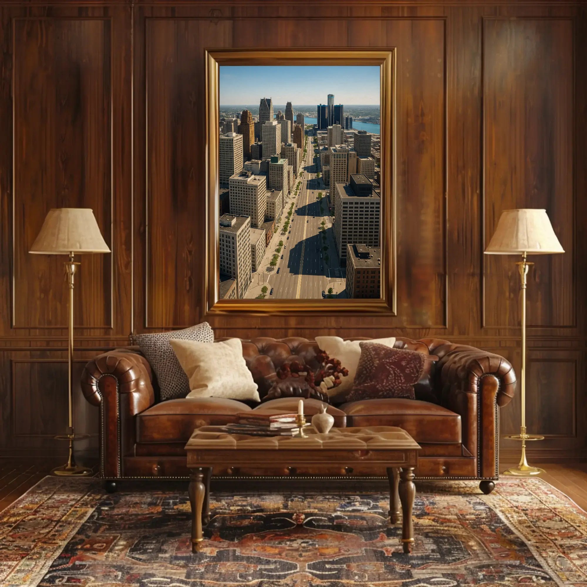 Woodward Ave M1 Detroit to Pontiac Aerial Shot Travel Poster PosterGoat