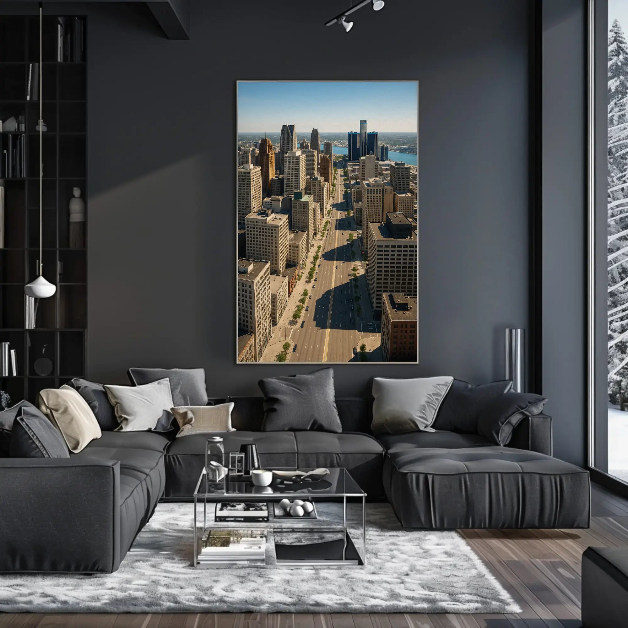 Woodward Ave M1 Detroit to Pontiac Aerial Shot Travel Poster PosterGoat