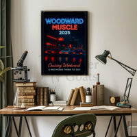 Woodward Muscle 2025: Nostalgic Car Cruise Pop Culture Poster PosterGoat