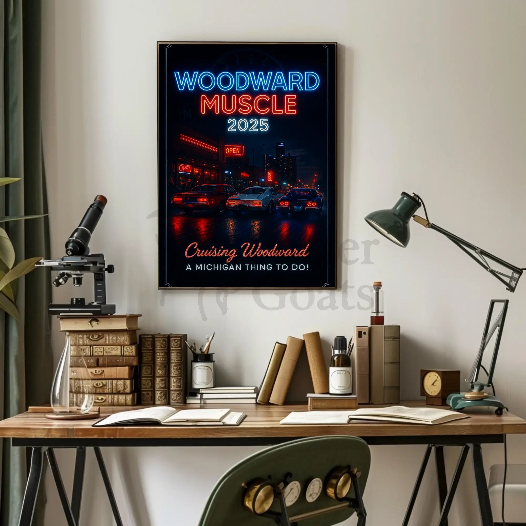 Woodward Muscle 2025: Nostalgic Car Cruise Pop Culture Poster PosterGoat