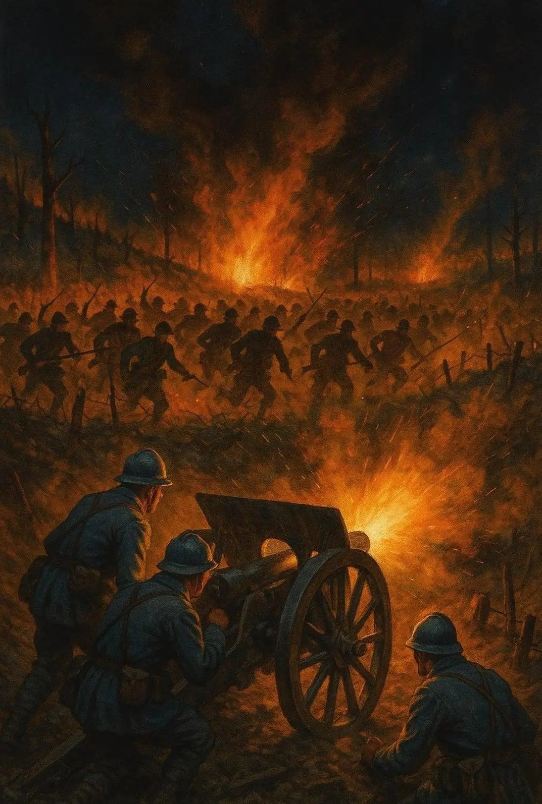 World War I Battlefield Artillery Action Poster PosterGoat