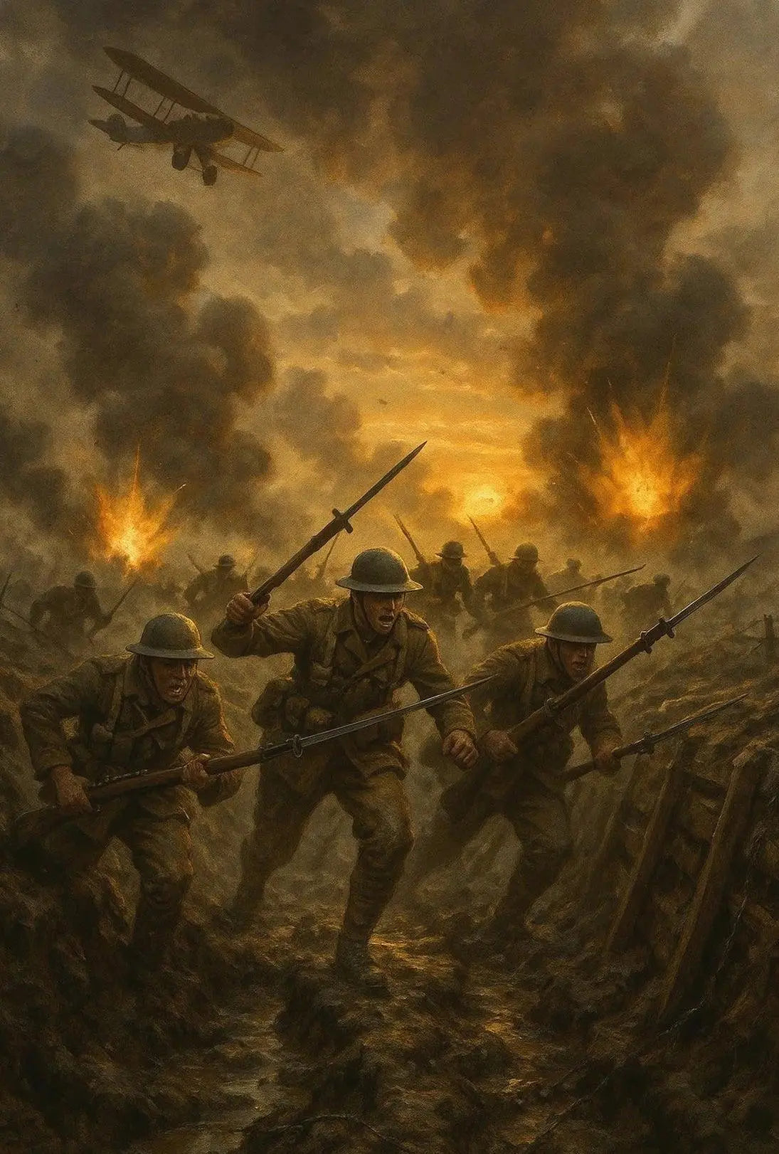 World War I Trench Battle Scene Historical Poster PosterGoat