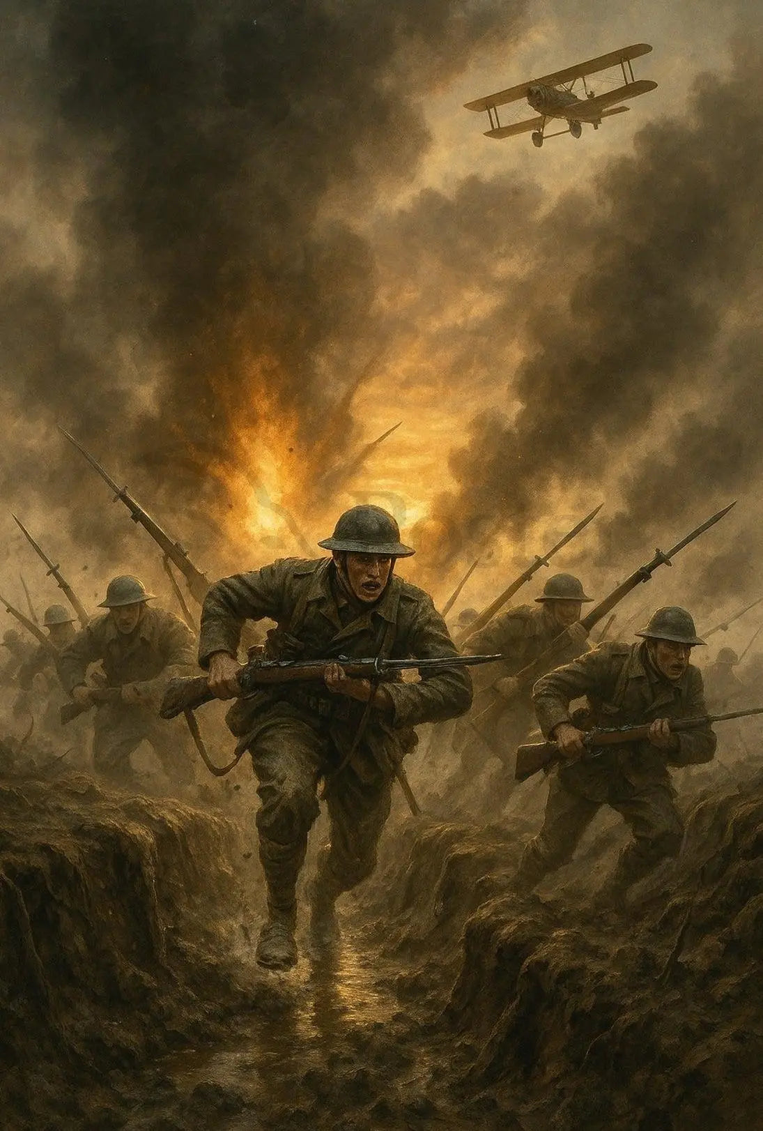 World War I Trench Warfare Realism Art Print - Military Recruitment Poster PosterGoat