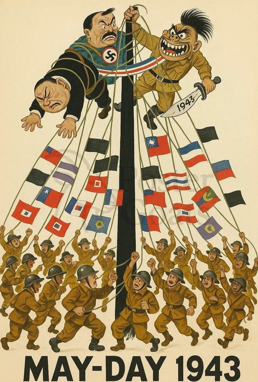 World War II Allied Unity Propaganda Poster PosterGoat