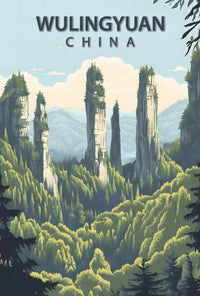 Wulingyuan Scenic Landscape Art Print Travel Poster PosterGoat