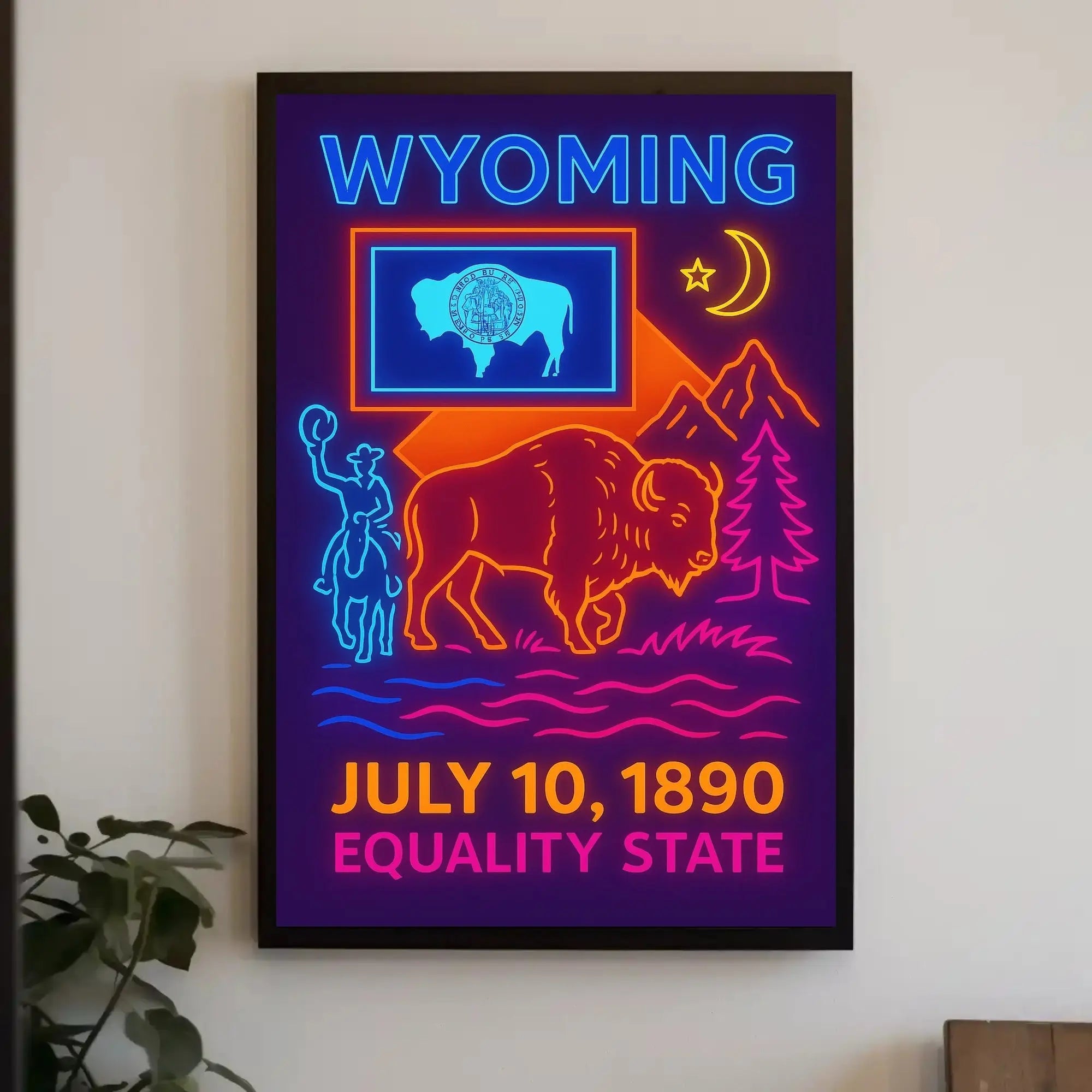 Wyoming Neon Heritage Celebration Cultural or Heritage Poster PosterGoat