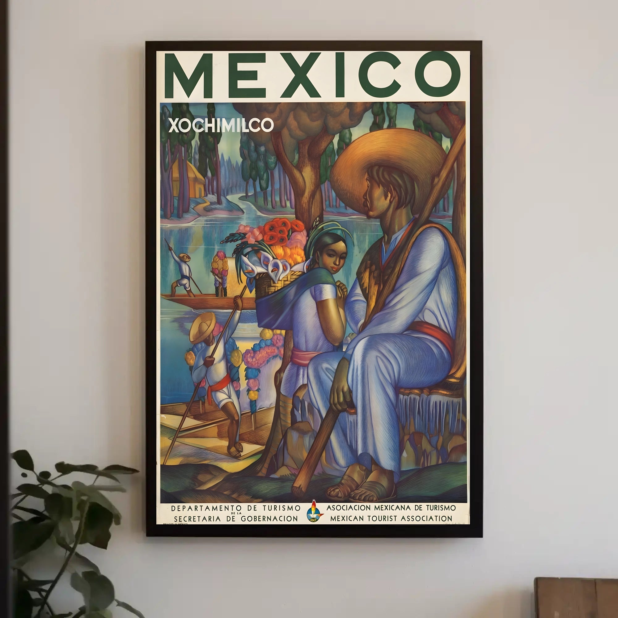 Xochimilco Cultural Heritage, Mexican Mural Travel Poster PosterGoat