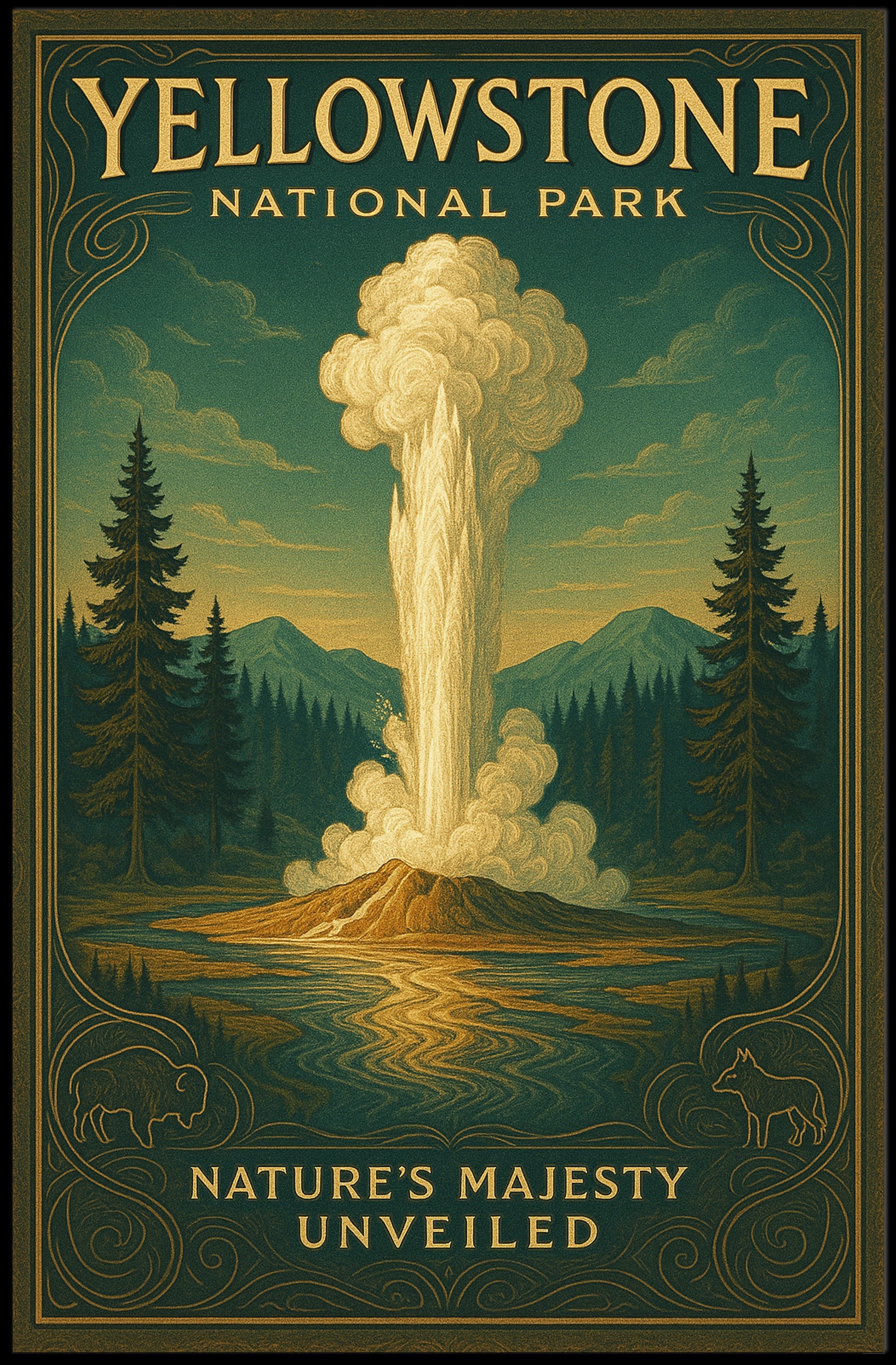Yellowstone National Park Natures Majesty Unveiled Poster PosterGoat