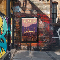 Yemen Cityscape at Sunset Travel Poster PosterGoat