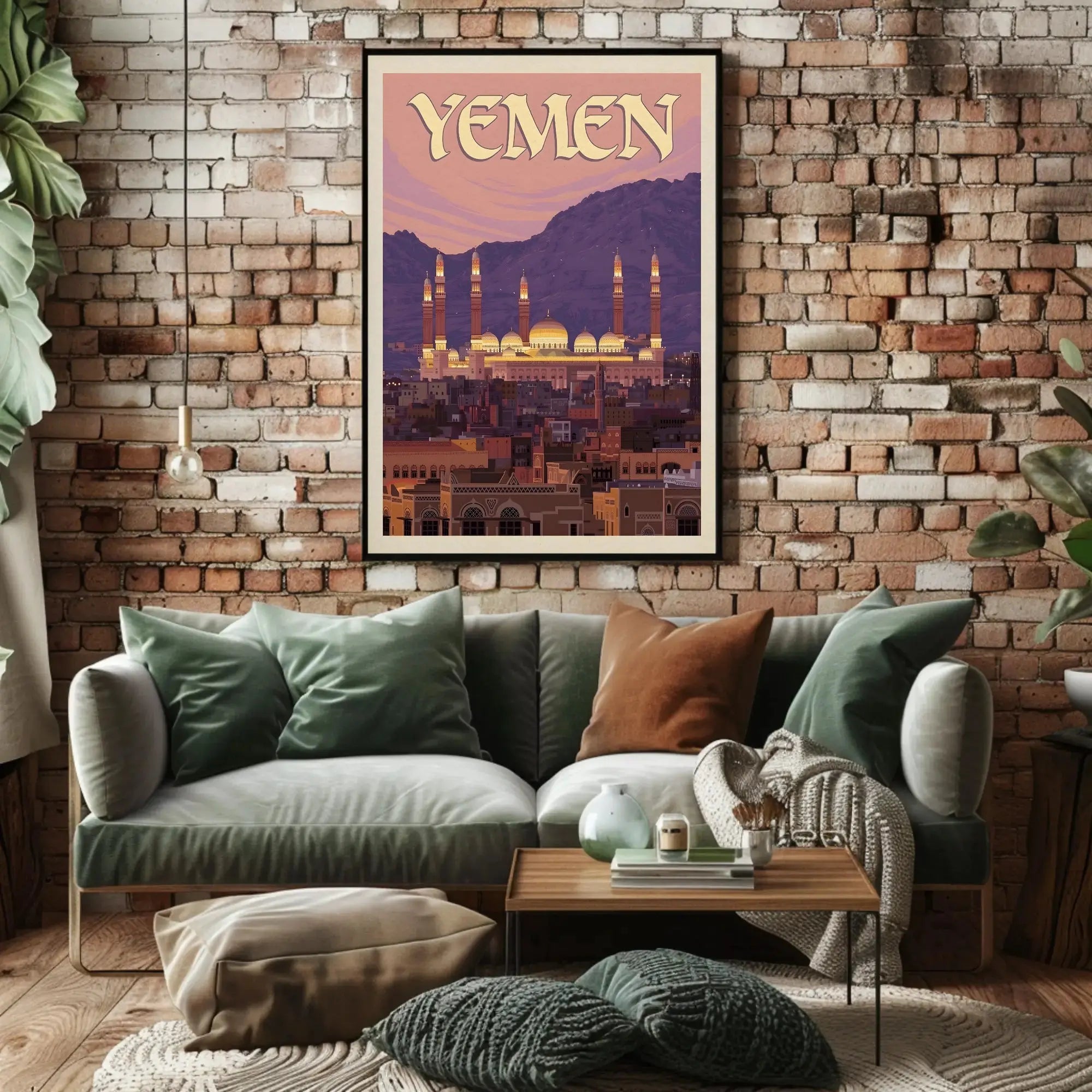 Yemen Cityscape at Sunset Travel Poster PosterGoat