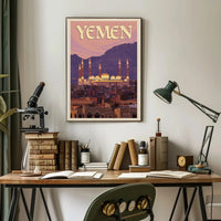 Yemen Cityscape at Sunset Travel Poster PosterGoat