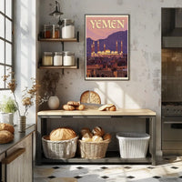 Yemen Cityscape at Sunset Travel Poster PosterGoat