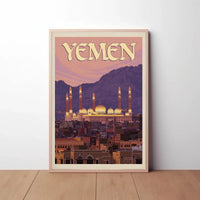 Yemen Cityscape at Sunset Travel Poster PosterGoat
