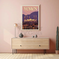 Yemen Cityscape at Sunset Travel Poster PosterGoat