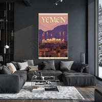 Yemen Cityscape at Sunset Travel Poster PosterGoat