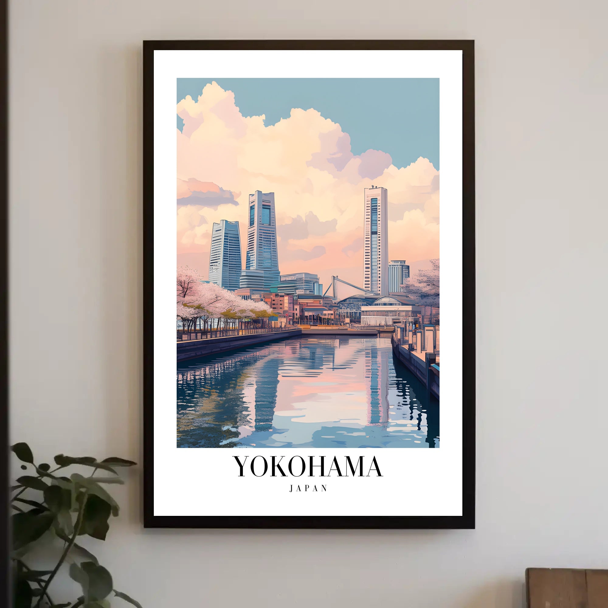 Yokohama Skyscrapers Waterfront Cityscape Urban or Cityscape Poster PosterGoat