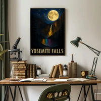 Yosemite Falls and Full Moon National Park Poster PosterGoat