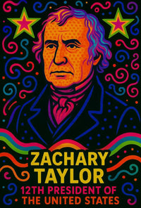 Zachary Taylor Neon Portrait Historical or Presidential Poster PosterGoat