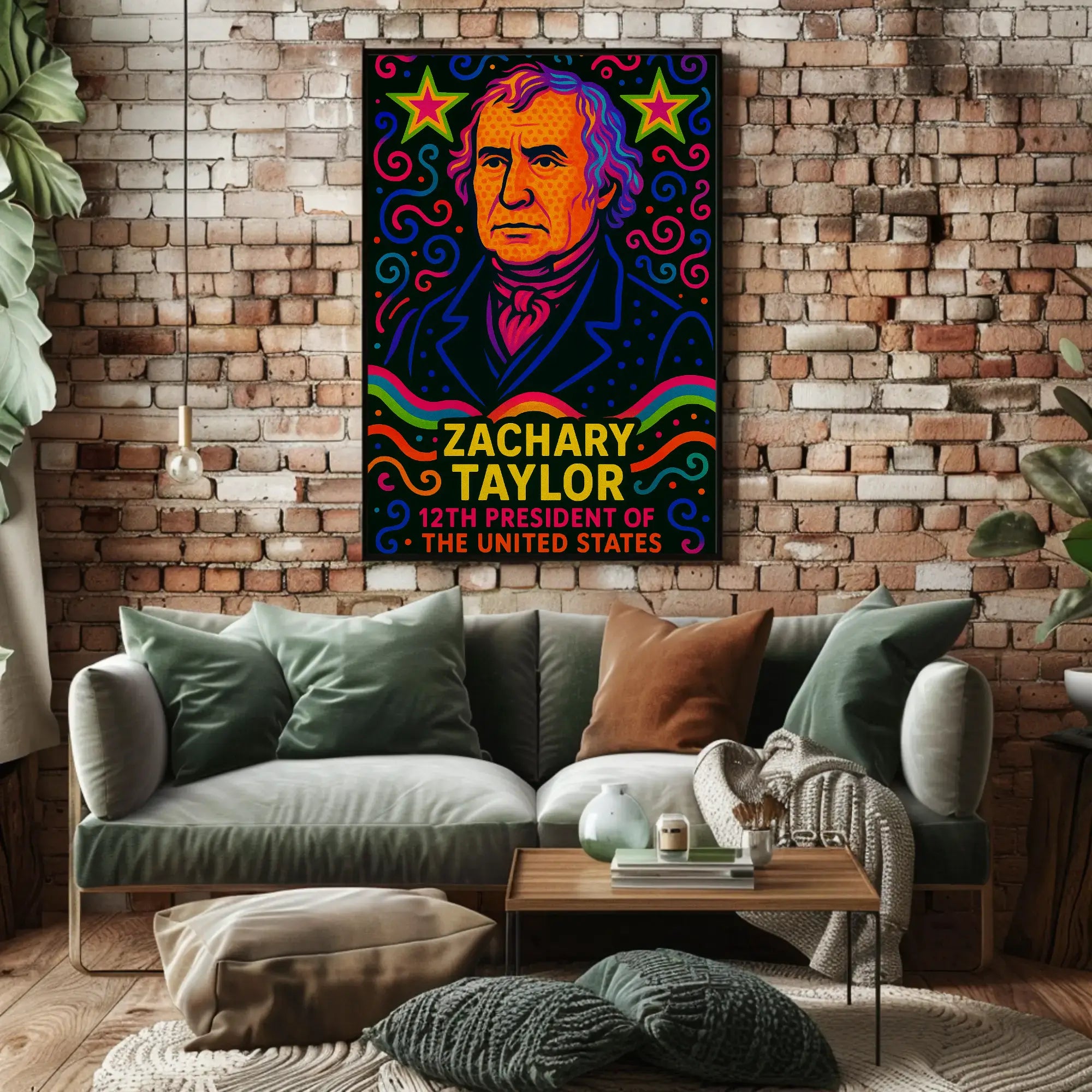 Zachary Taylor Neon Portrait Historical or Presidential Poster PosterGoat