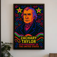Zachary Taylor Neon Portrait Historical or Presidential Poster PosterGoat