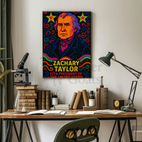 Zachary Taylor Neon Portrait Historical or Presidential Poster PosterGoat
