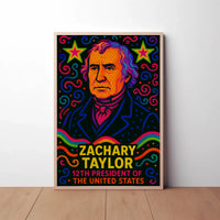 Zachary Taylor Neon Portrait Historical or Presidential Poster PosterGoat