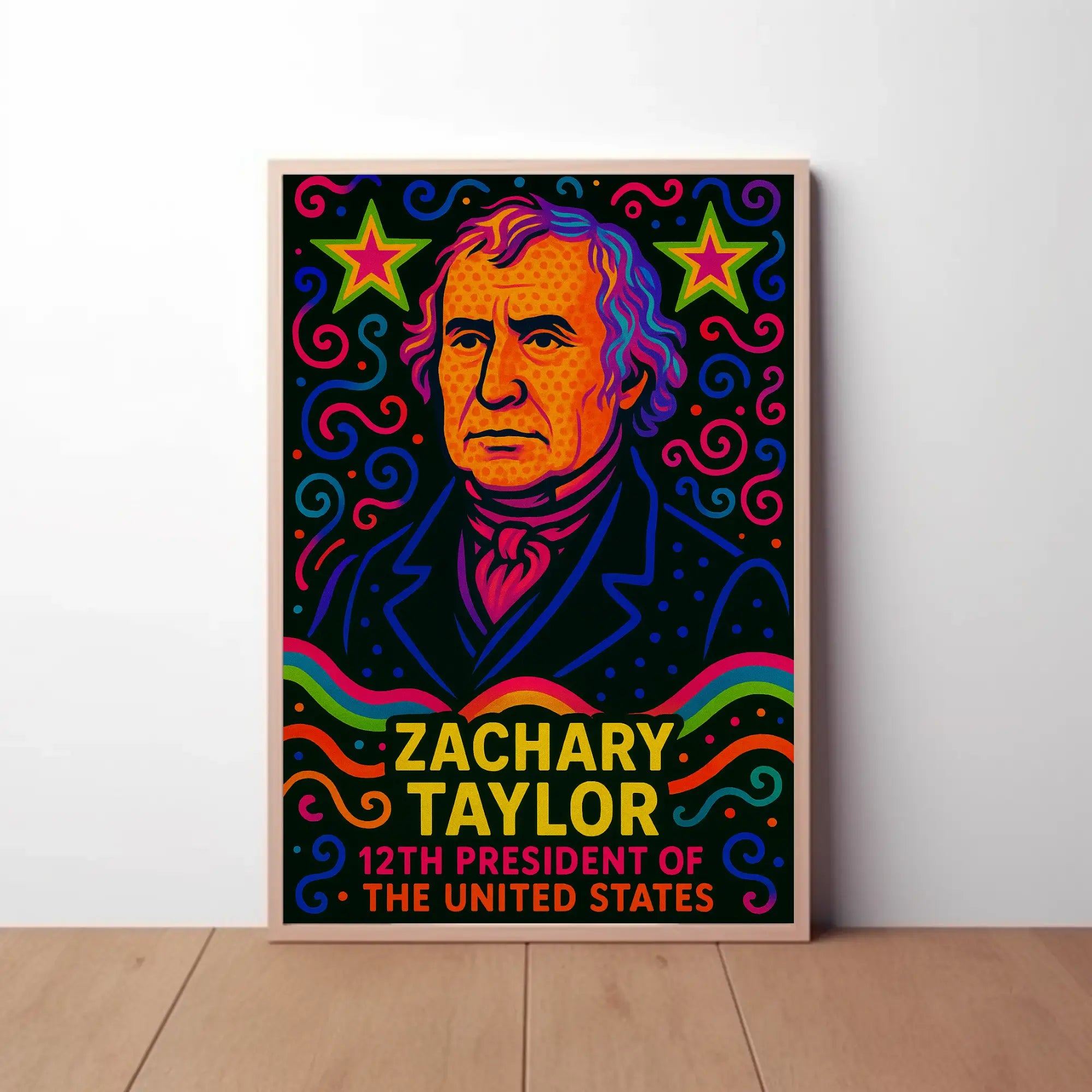 Zachary Taylor Neon Portrait Historical or Presidential Poster PosterGoat
