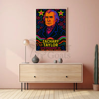Zachary Taylor Neon Portrait Historical or Presidential Poster PosterGoat