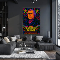 Zachary Taylor Neon Portrait Historical or Presidential Poster PosterGoat