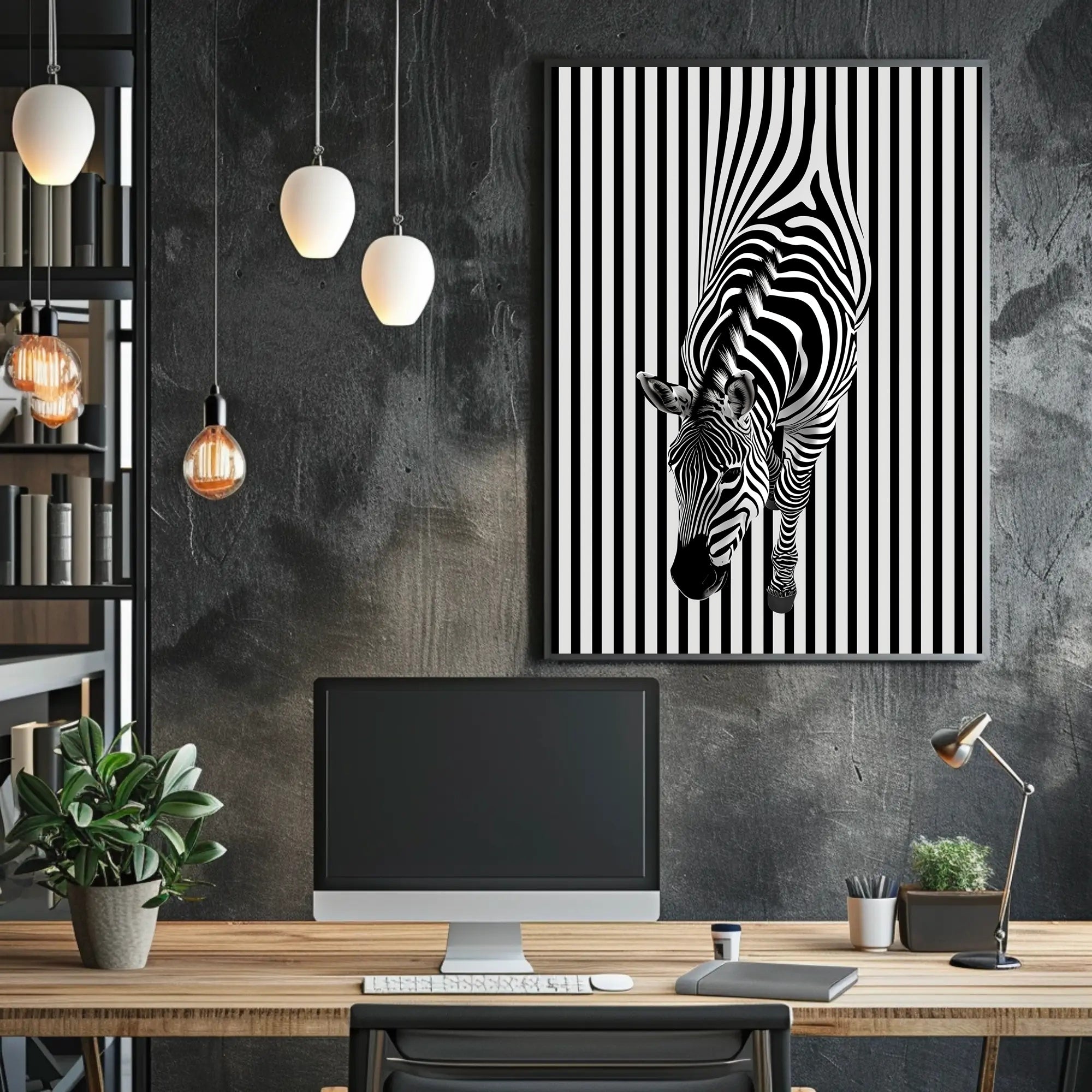 Zebra Optical Illusion Minimalist Art Abstract or Artistic Poster PosterGoat