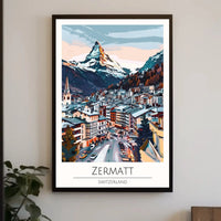 Zermatt Matterhorn Alpine Scene Travel Poster PosterGoat