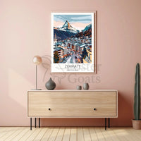 Zermatt Matterhorn Alpine Scene Travel Poster PosterGoat