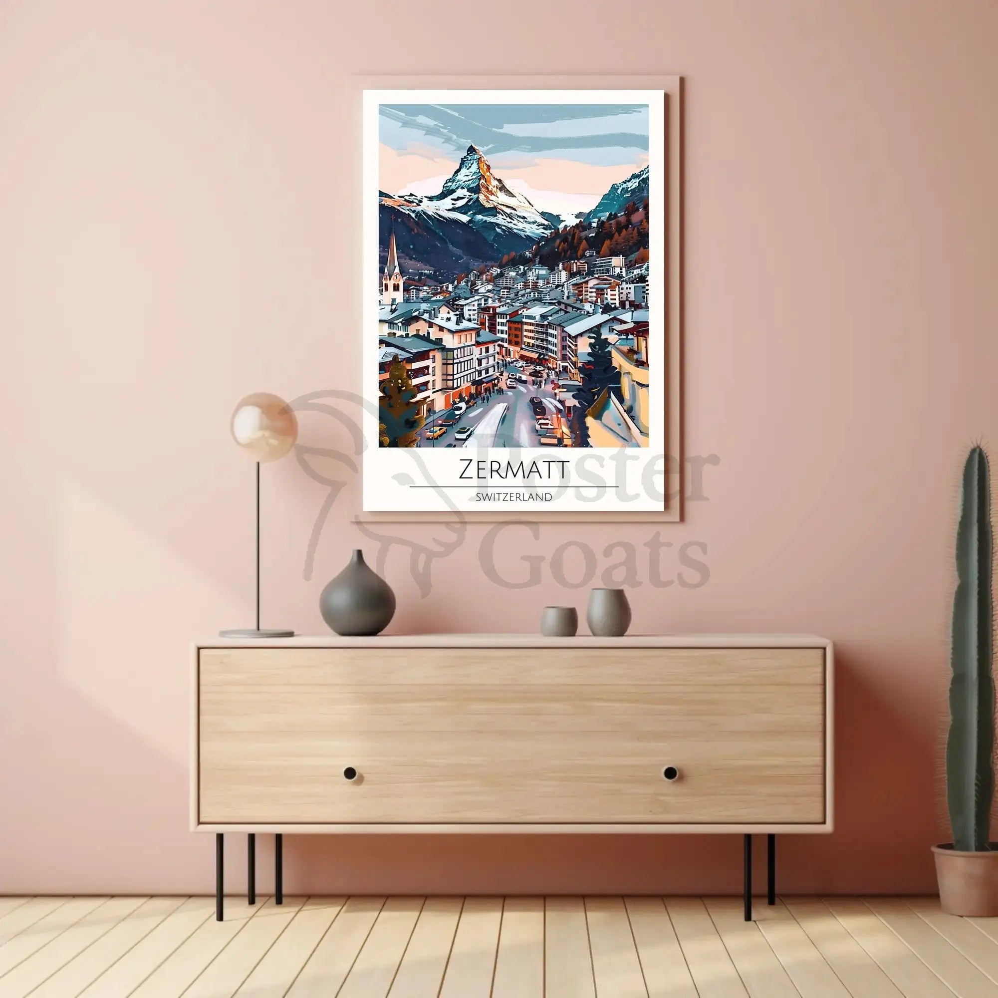 Zermatt Matterhorn Alpine Scene Travel Poster PosterGoat