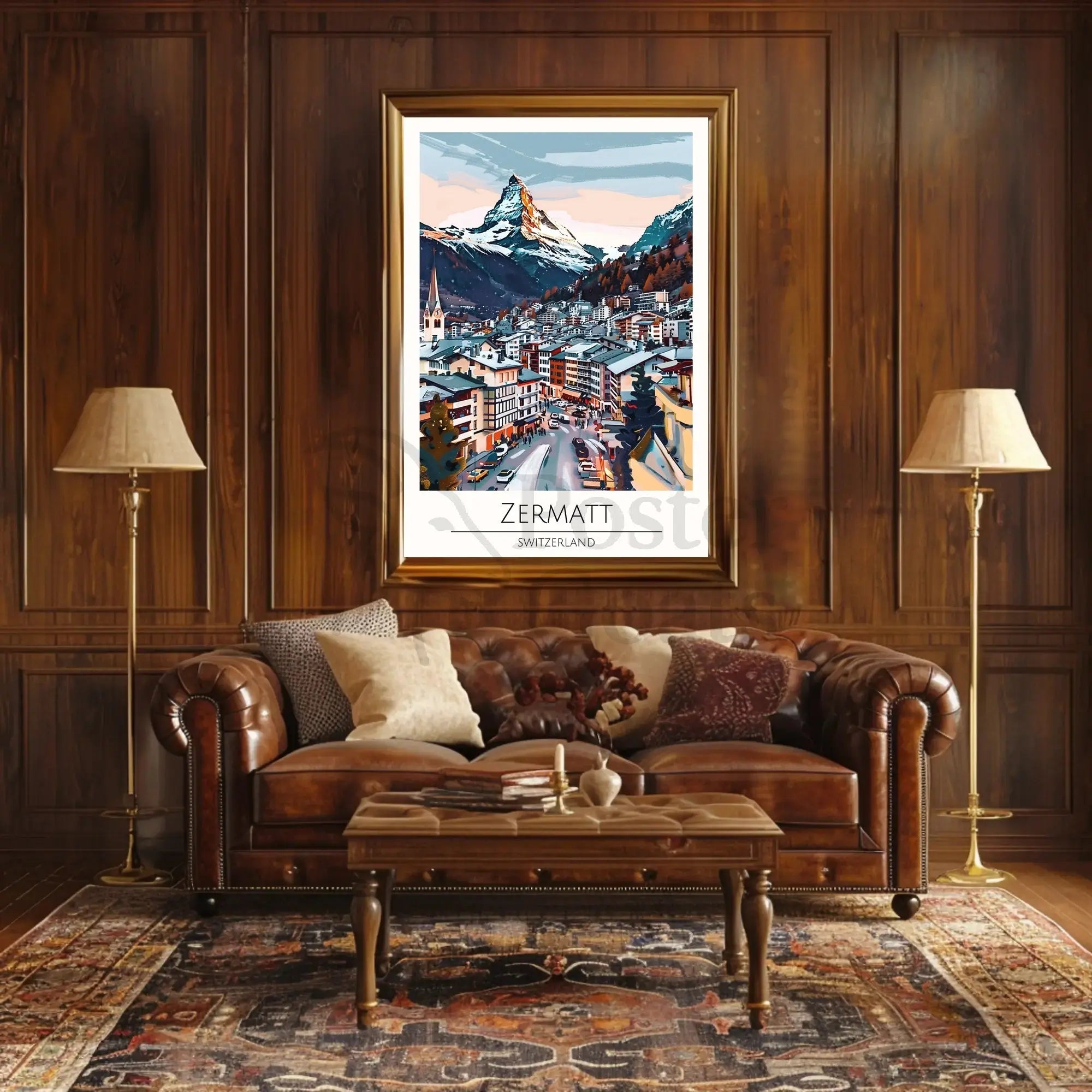 Zermatt Matterhorn Alpine Scene Travel Poster PosterGoat