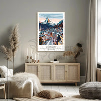 Zermatt Matterhorn Alpine Scene Travel Poster PosterGoat