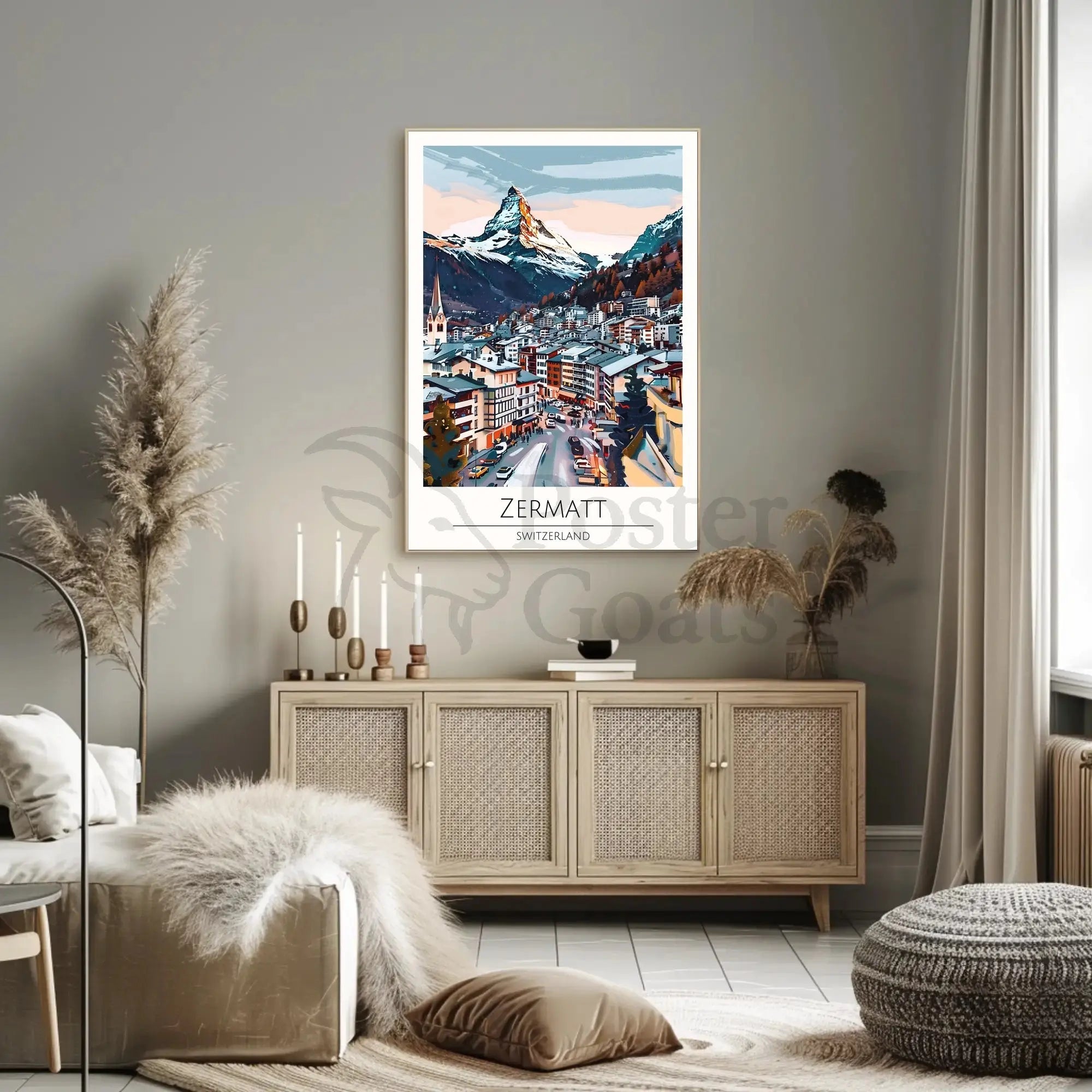Zermatt Matterhorn Alpine Scene Travel Poster PosterGoat
