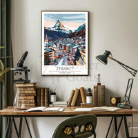 Zermatt Matterhorn Alpine Scene Travel Poster PosterGoat