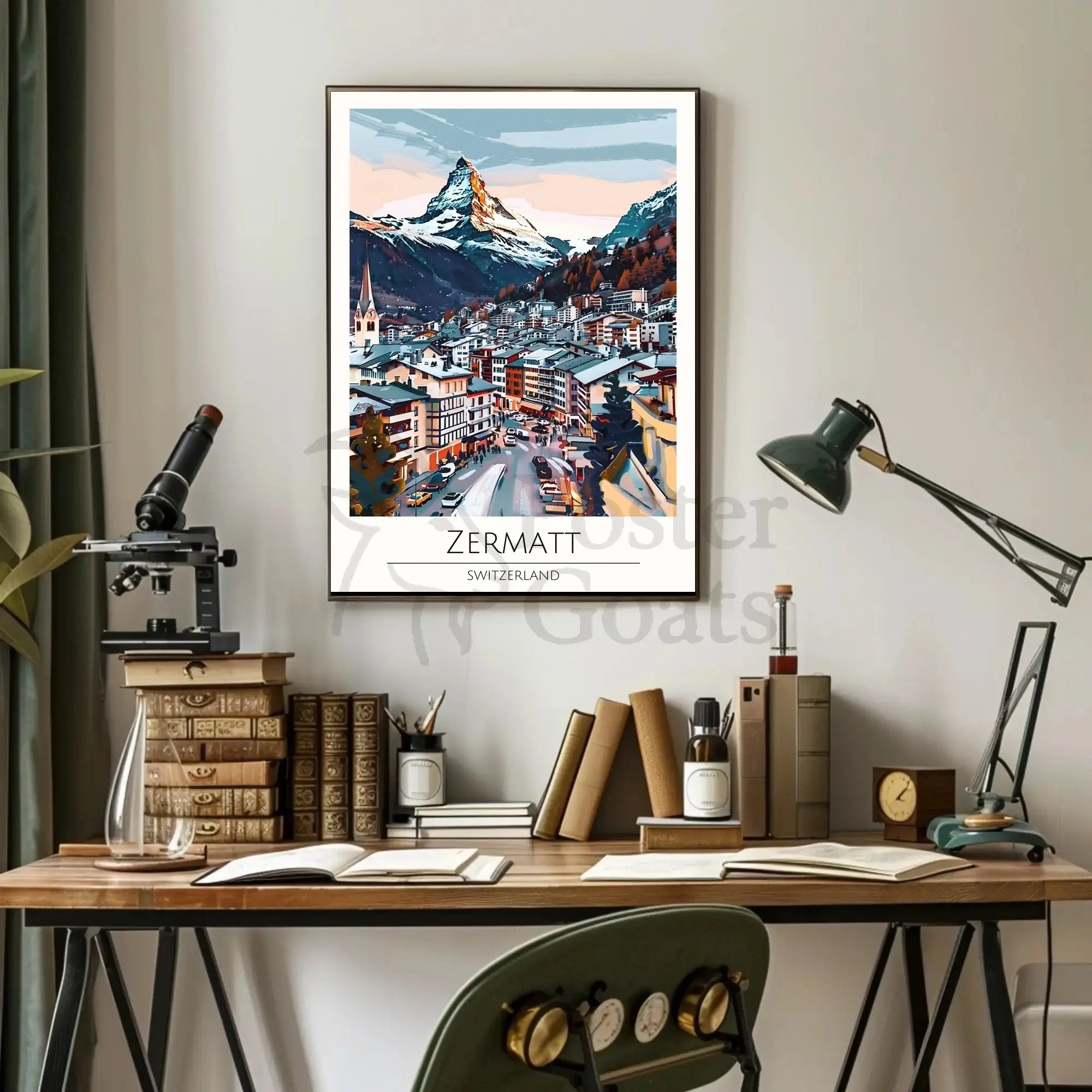 Zermatt Matterhorn Alpine Scene Travel Poster PosterGoat