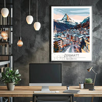Zermatt Matterhorn Alpine Scene Travel Poster PosterGoat